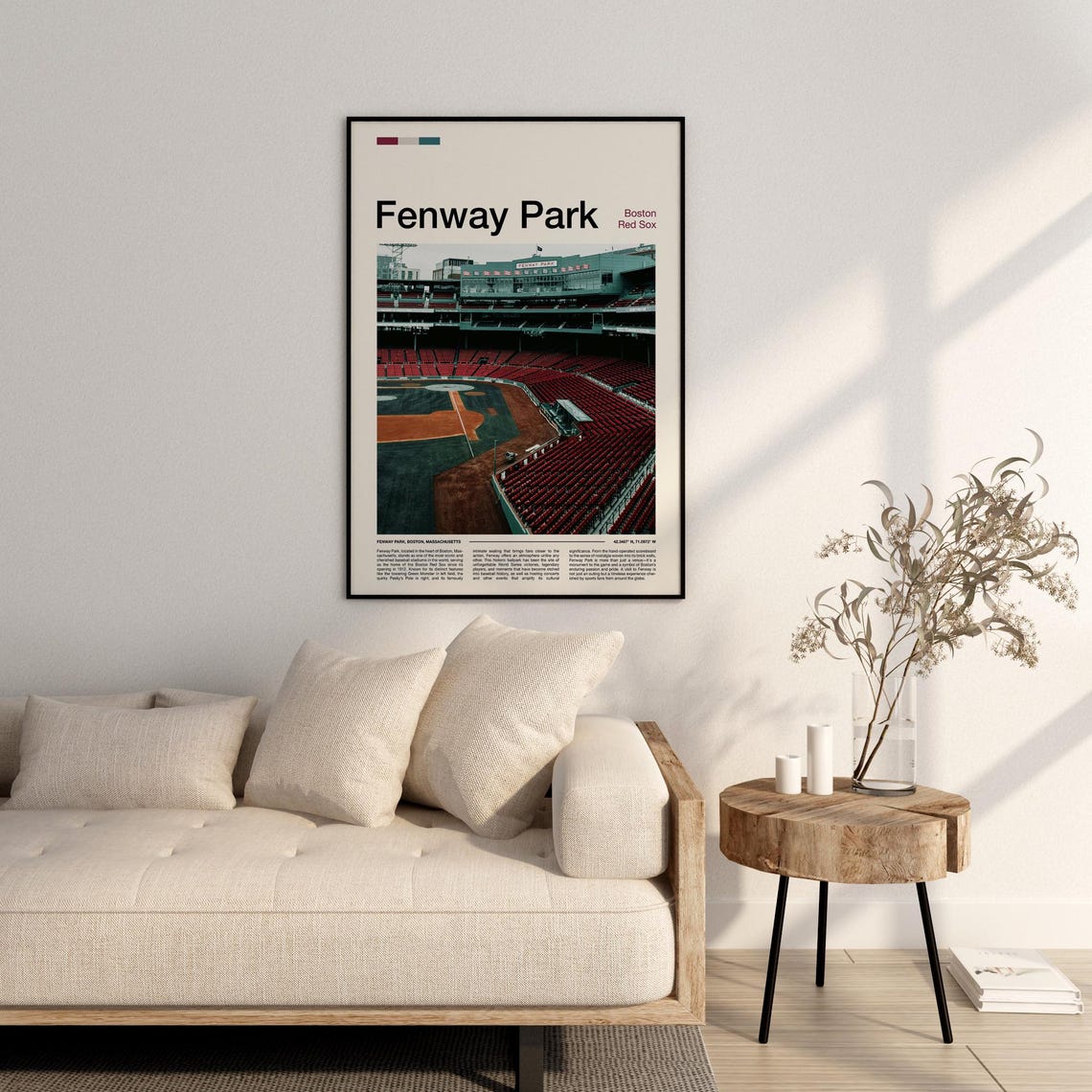 Fenway Park Boston Red Sox Empty Stadium Green Monster View Poster - Image 3