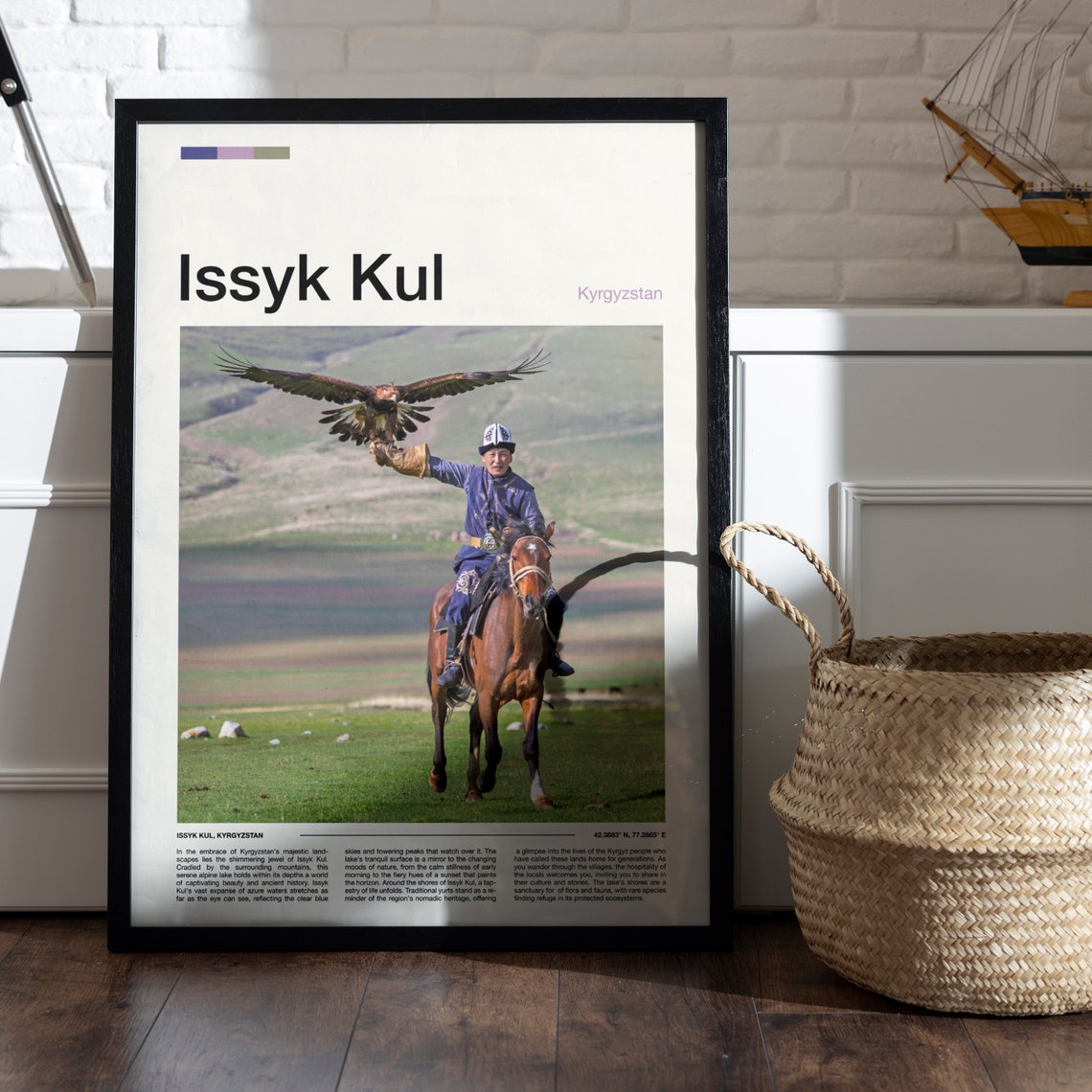 Issyk Kul Kyrgyzstan Golden Eagle Hunter Horseback Travel Poster - Image 4
