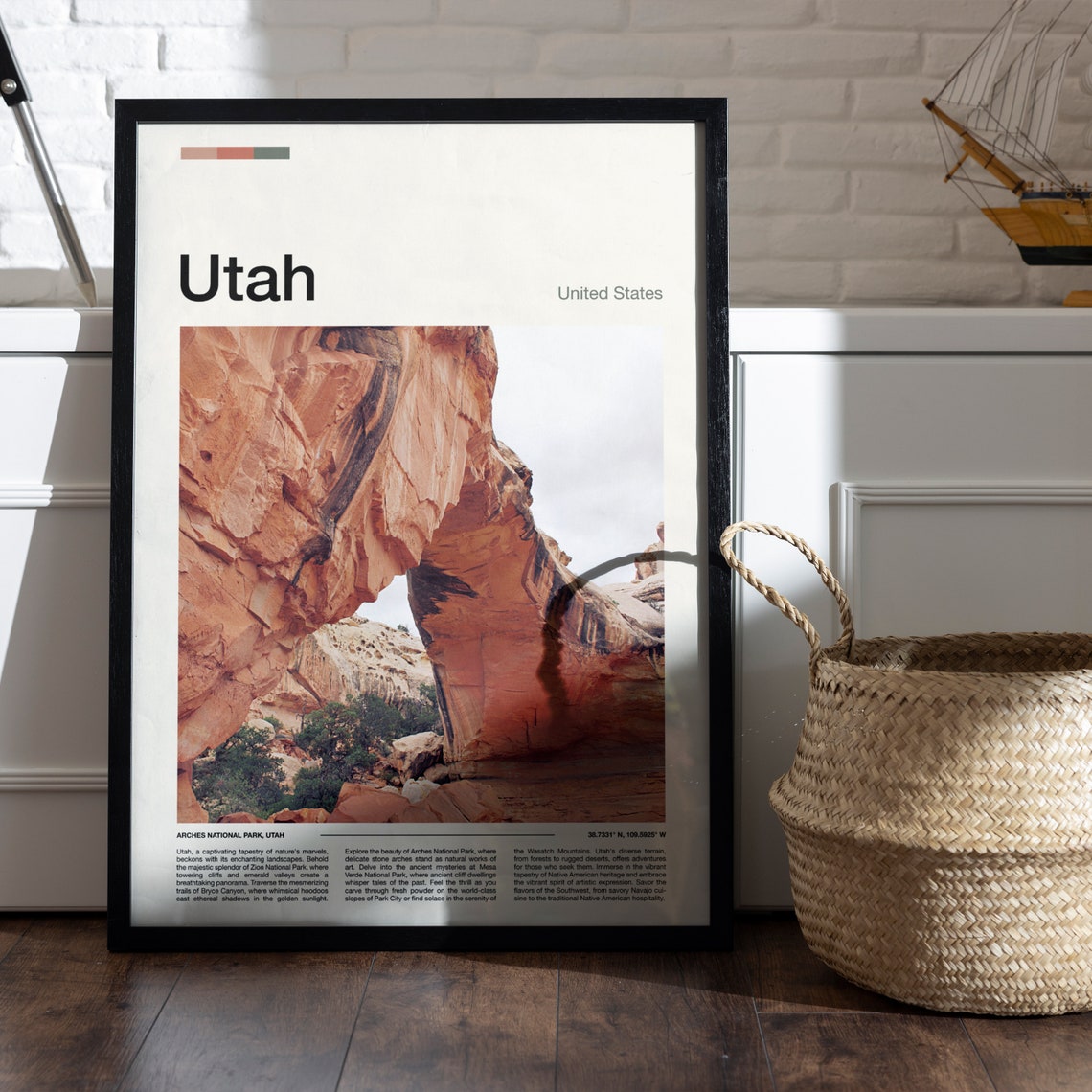 Utah Arches National Park Red Rock Natural Arch Desert View Poster - Image 4