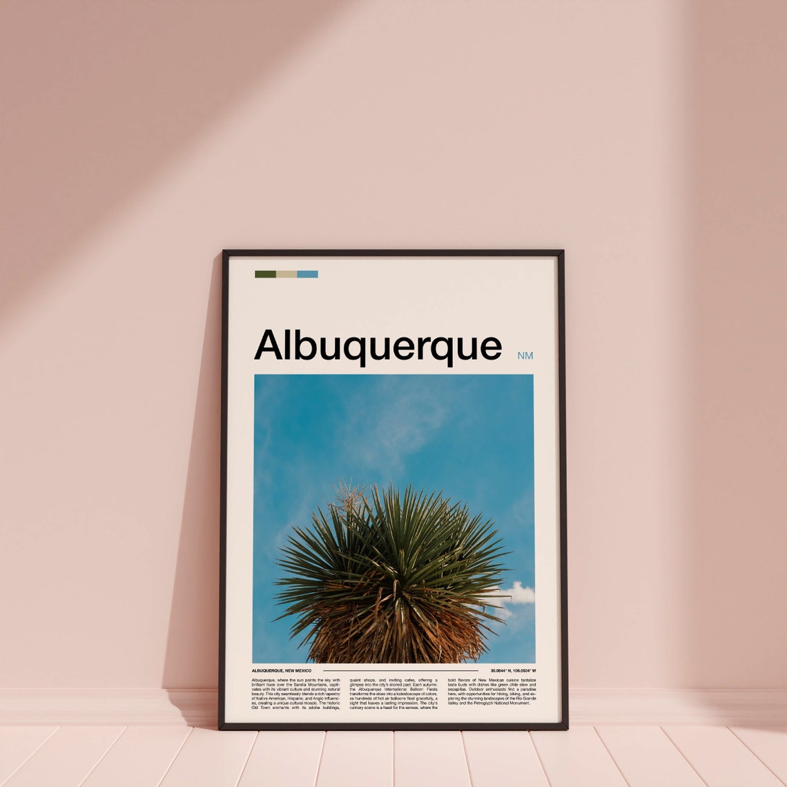 Albuquerque New Mexico Desert Yucca Plant Blue Sky Travel Poster - Image 4