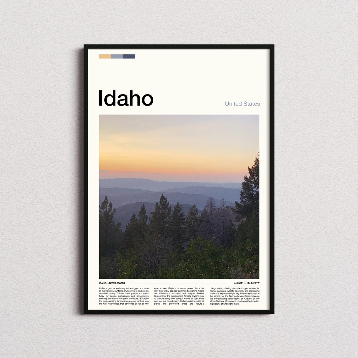 Idaho Rocky Mountain Sunset Layered Pine Ridgeline Scenic View Poster