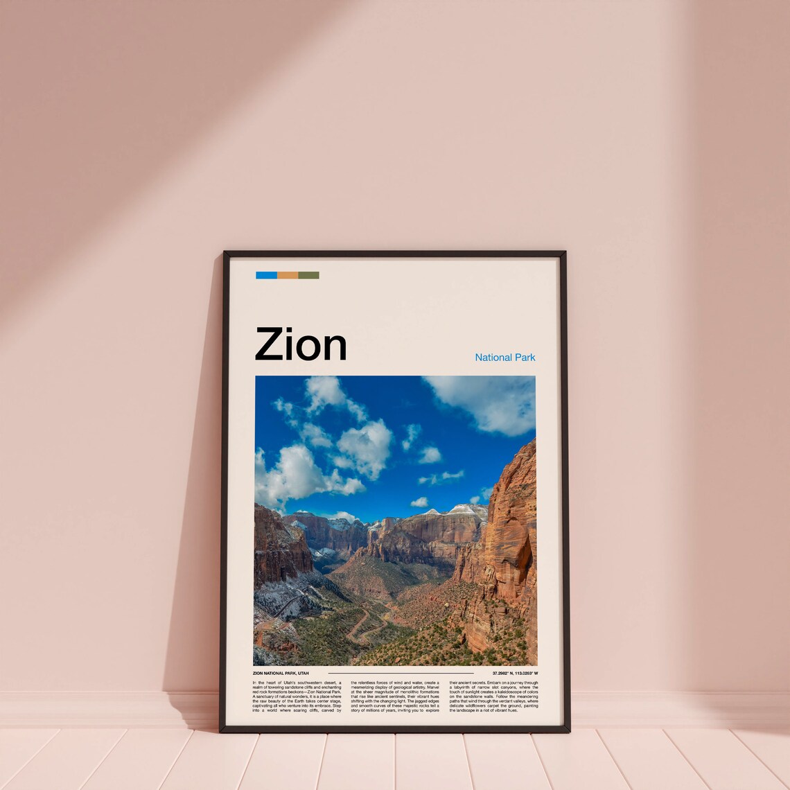Zion National Park Print Zion National Park Poster Zion Wall Art Zion Art Print Zion Photo - Image 4