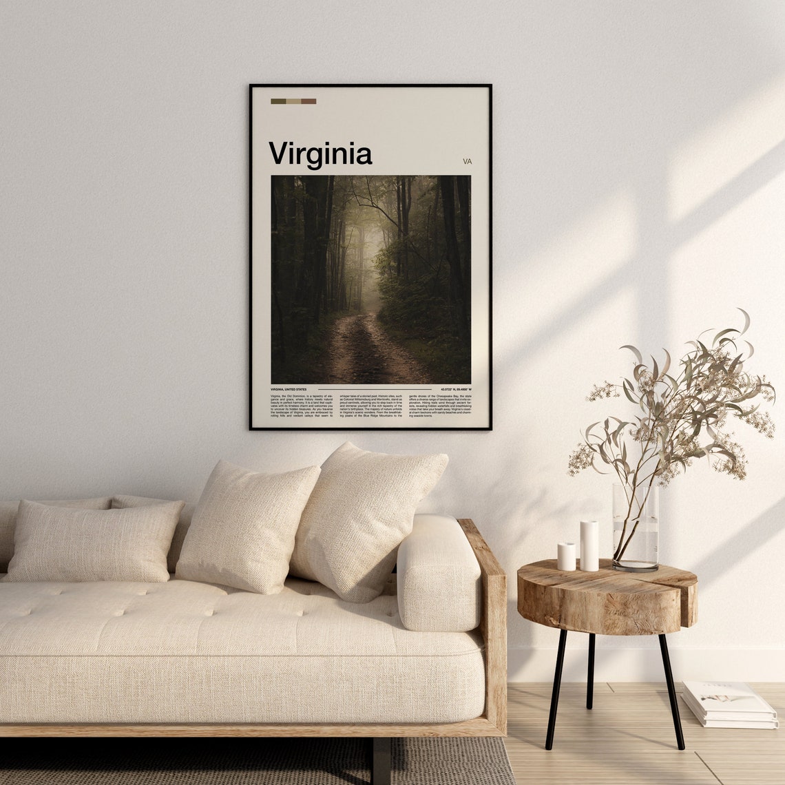 Virginia Misty Forest Path Sunlight Woodland Photography Poster - Image 3