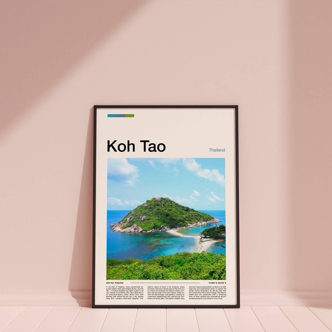 Koh Tao Thailand Tropical Island Turquoise Bay Aerial Travel Poster - Image 3