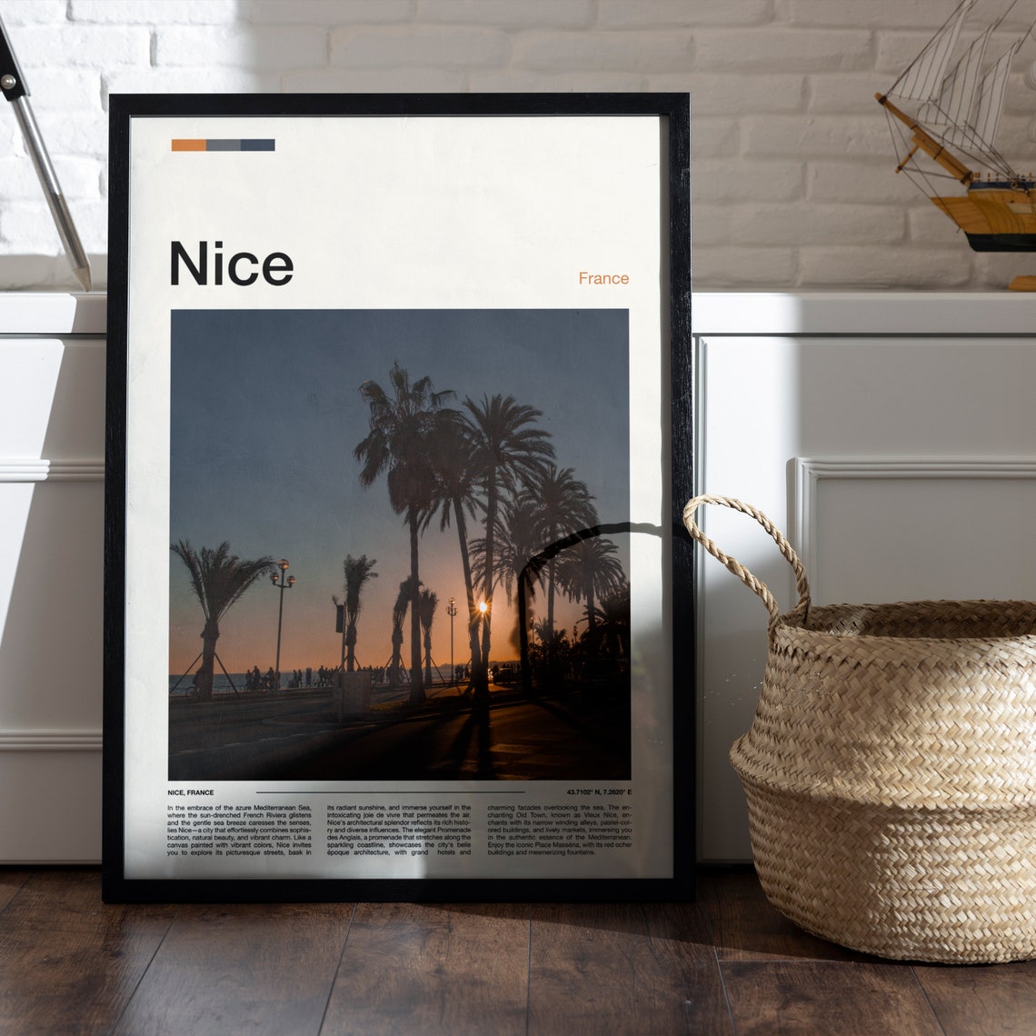 Nice France Sunset Palm Promenade Riviera Mediterranean Coast Poster - Image 4