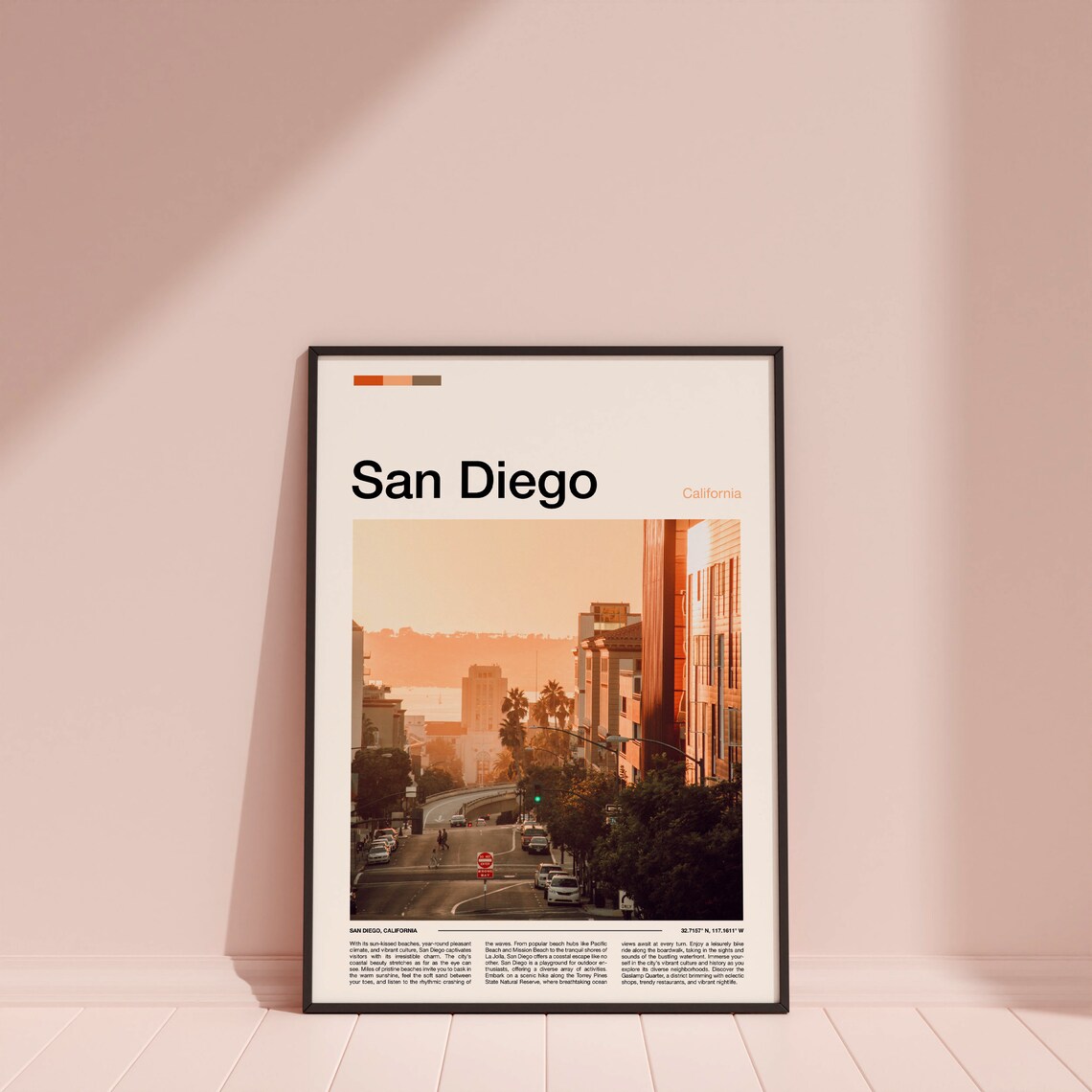 San Diego California City Street Golden Hour Travel Photo Poster - Image 4