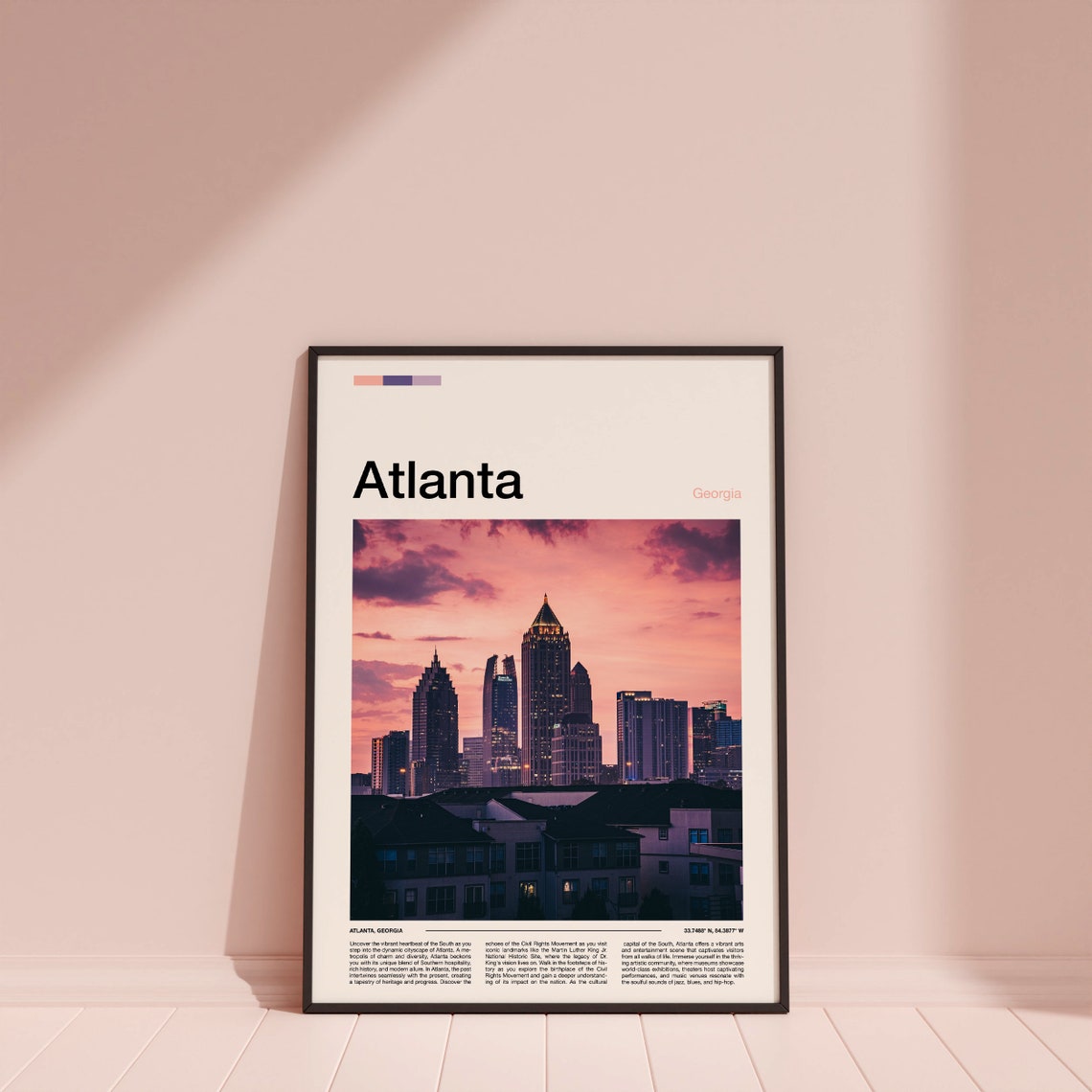 Atlanta Georgia Skyline Sunset Pink Sky Urban Cityscape Poster - Image 4