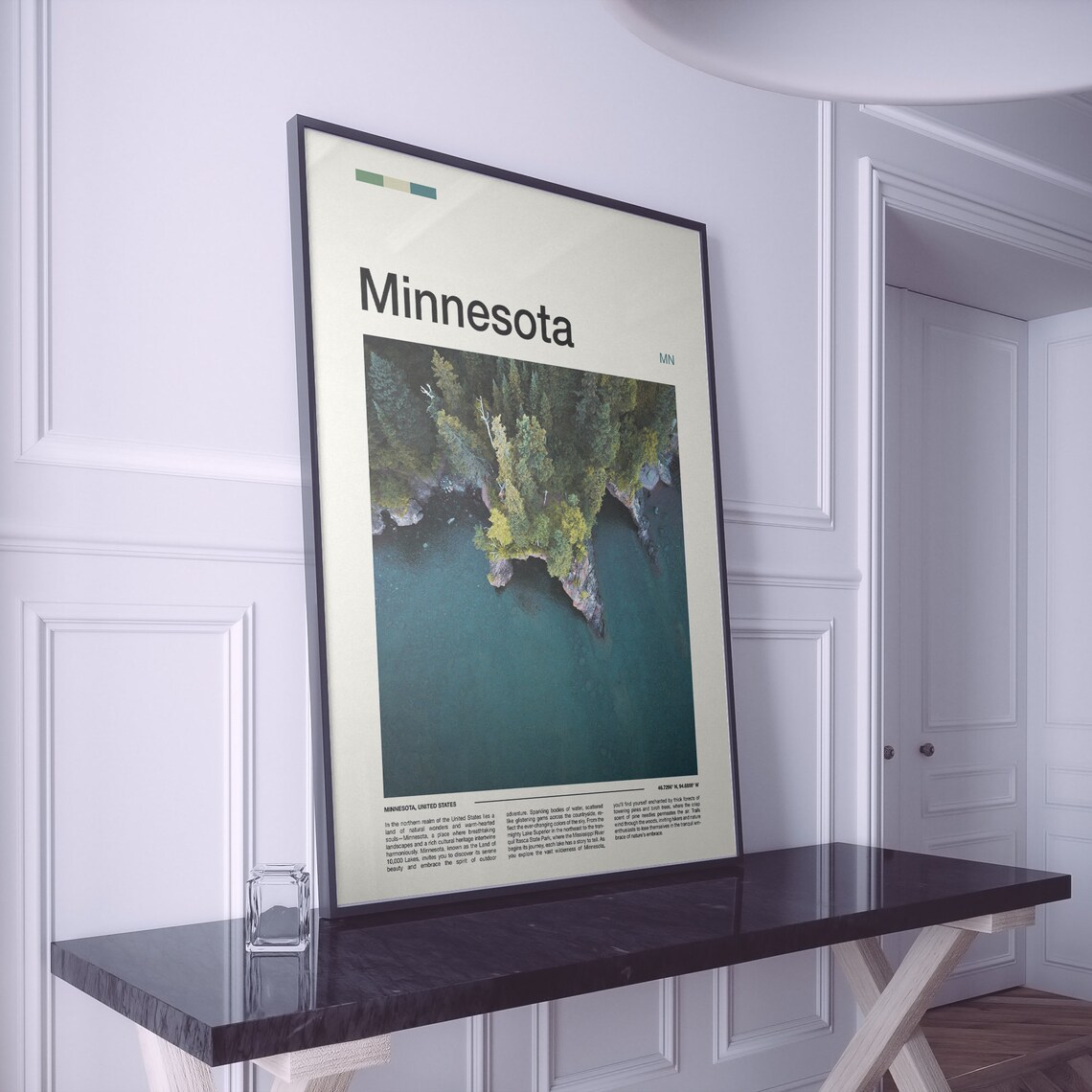 Minnesota Northwoods Overhead Aerial Lake Point Turquoise Water Poster - Image 2