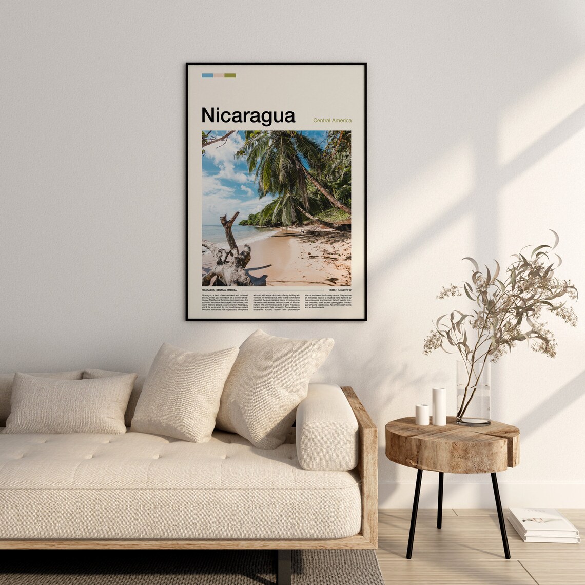 Nicaragua Central America Tropical Beach Palms Driftwood Poster - Image 2