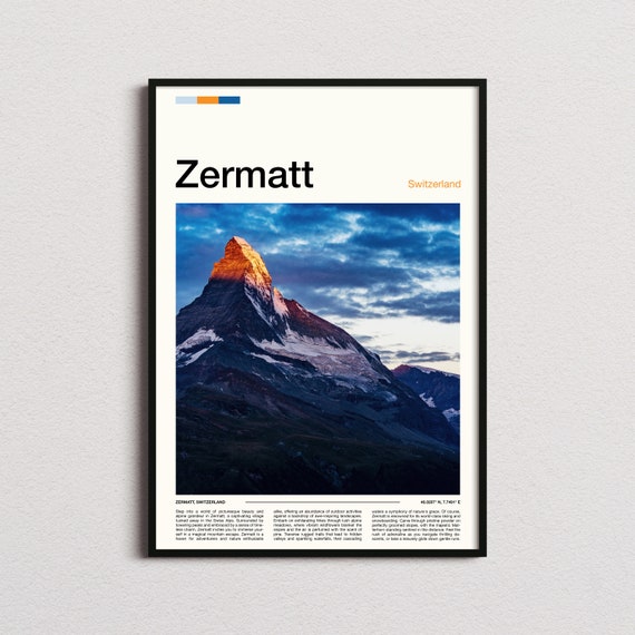 Zermatt Print Zermatt Poster Zermatt Wall Art Zermatt Art Print Zermatt Photo Ski Resort Print Skiing Prints