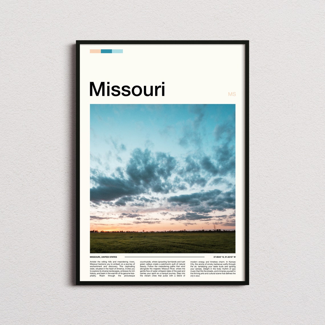 Missouri Farmland Sunset Dramatic Clouds Field Photography Poster