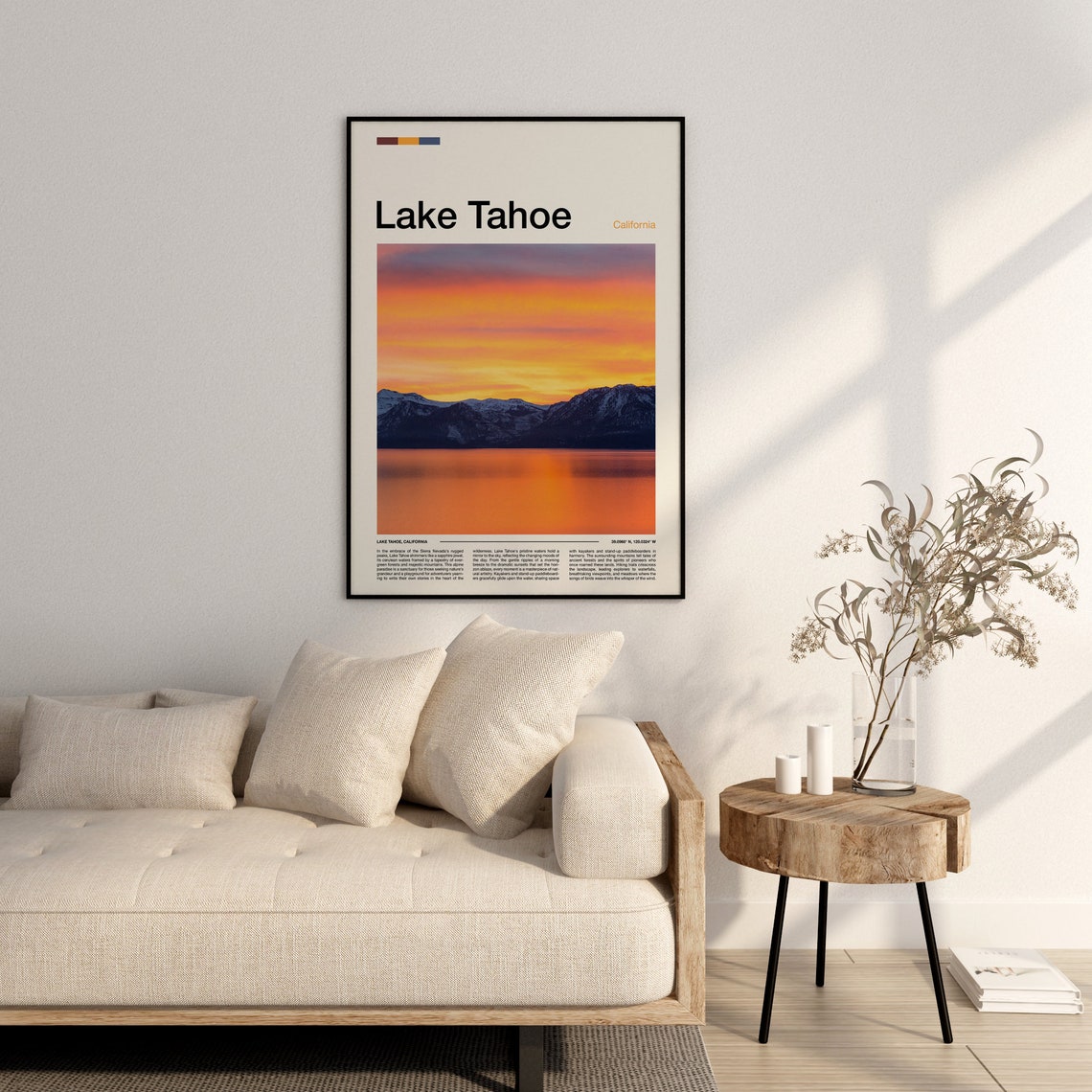 Lake Tahoe California Sunset Snow Peaks Lakeside View Poster - Image 2