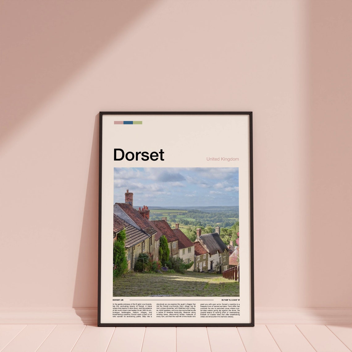 Dorset England Quint Thatched Cottage Village Rooftop Street Poster - Image 4