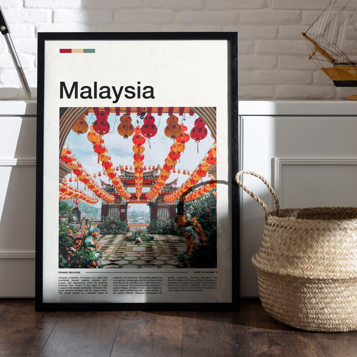 Malaysia Penang Temple Courtyard Lantern Festival Lights Poster - Image 5
