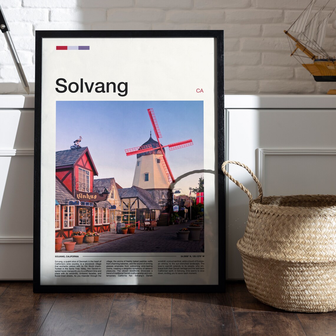 Solvang California Danish Village Red Windmill Street Poster - Image 5