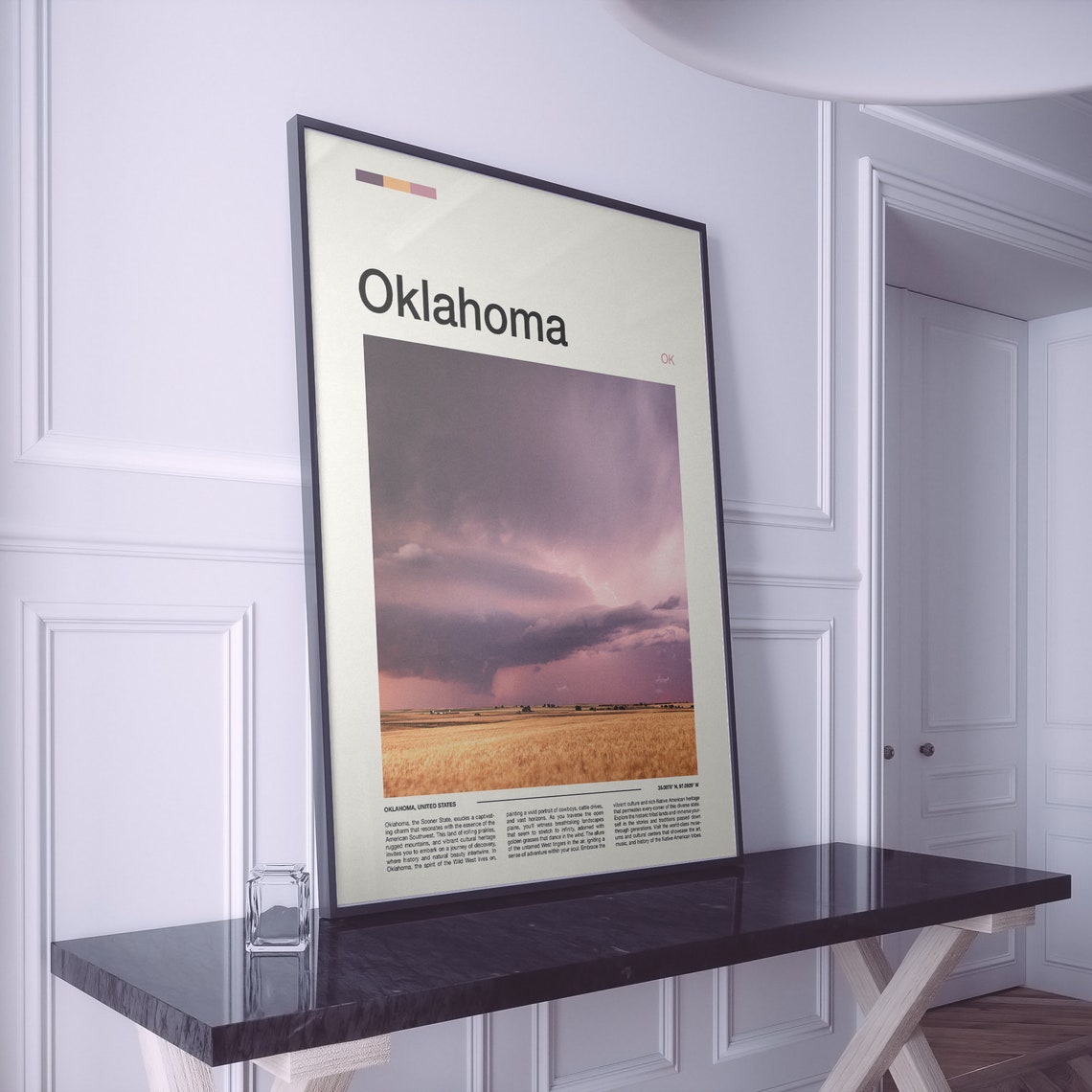 Oklahoma Purple Storm Cloud Sky Golden Wheat Field Farm Art Poster - Image 2