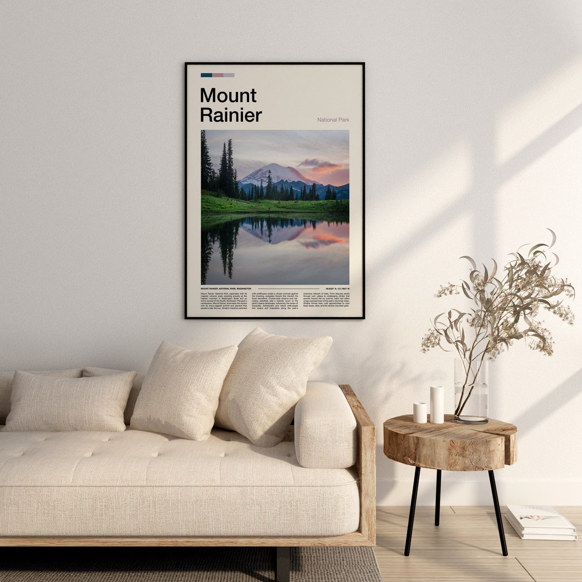 Mount Rainier Washington Alpine Meadow Lake Reflection Photo Poster - Image 3