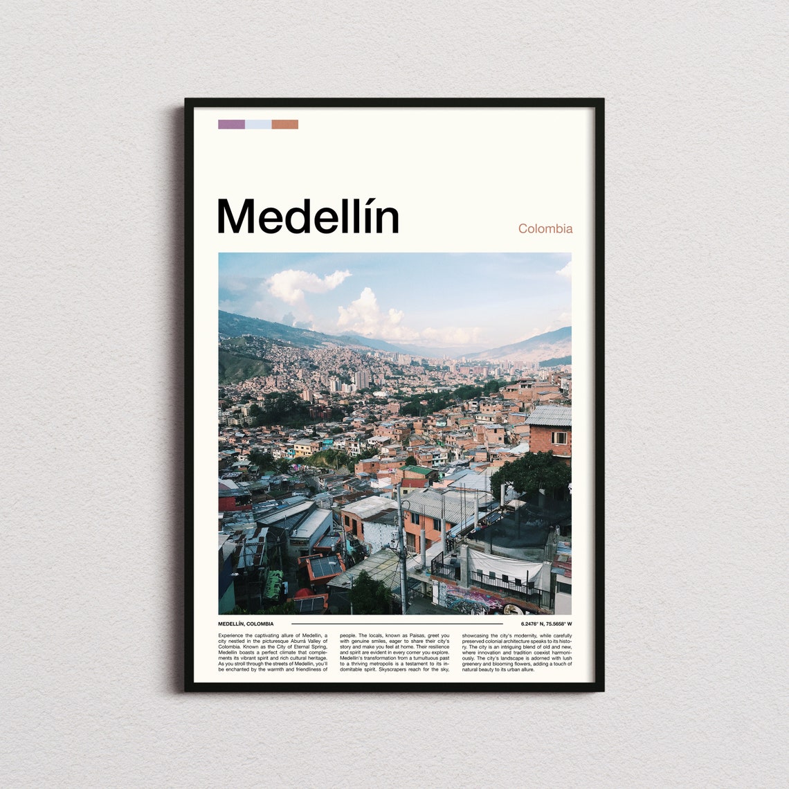 Medellin Colombia City Valley Skyline Urban Landscape Poster
