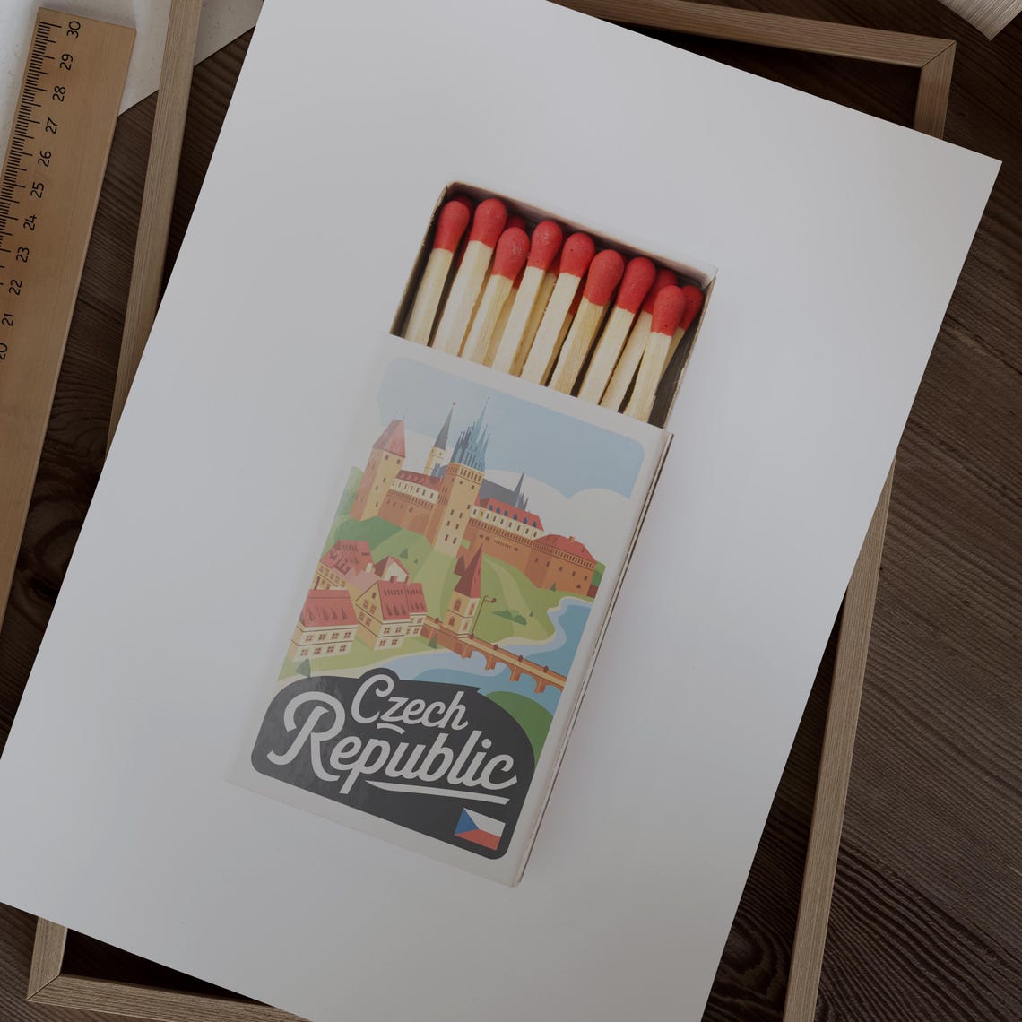 Czech Republic Matchbox Prague Castle Vintage Travel Art Poster - Image 2
