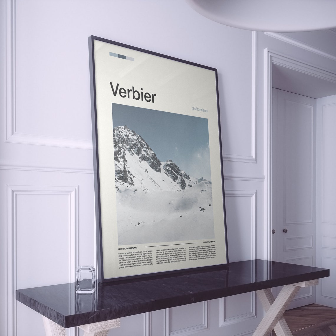 Verbier Switzerland Rugged Alpine Snow Peak Clear Winter Sky Poster - Image 2