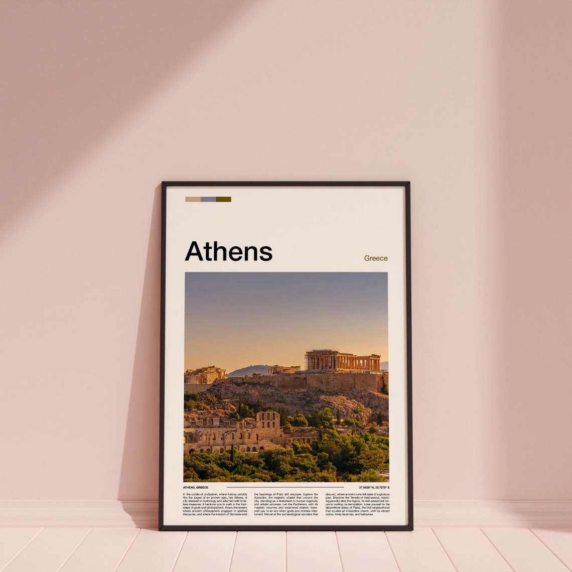 Athens Greece Acropolis Parthenon Ancient Ruins Sunset Poster - Image 4