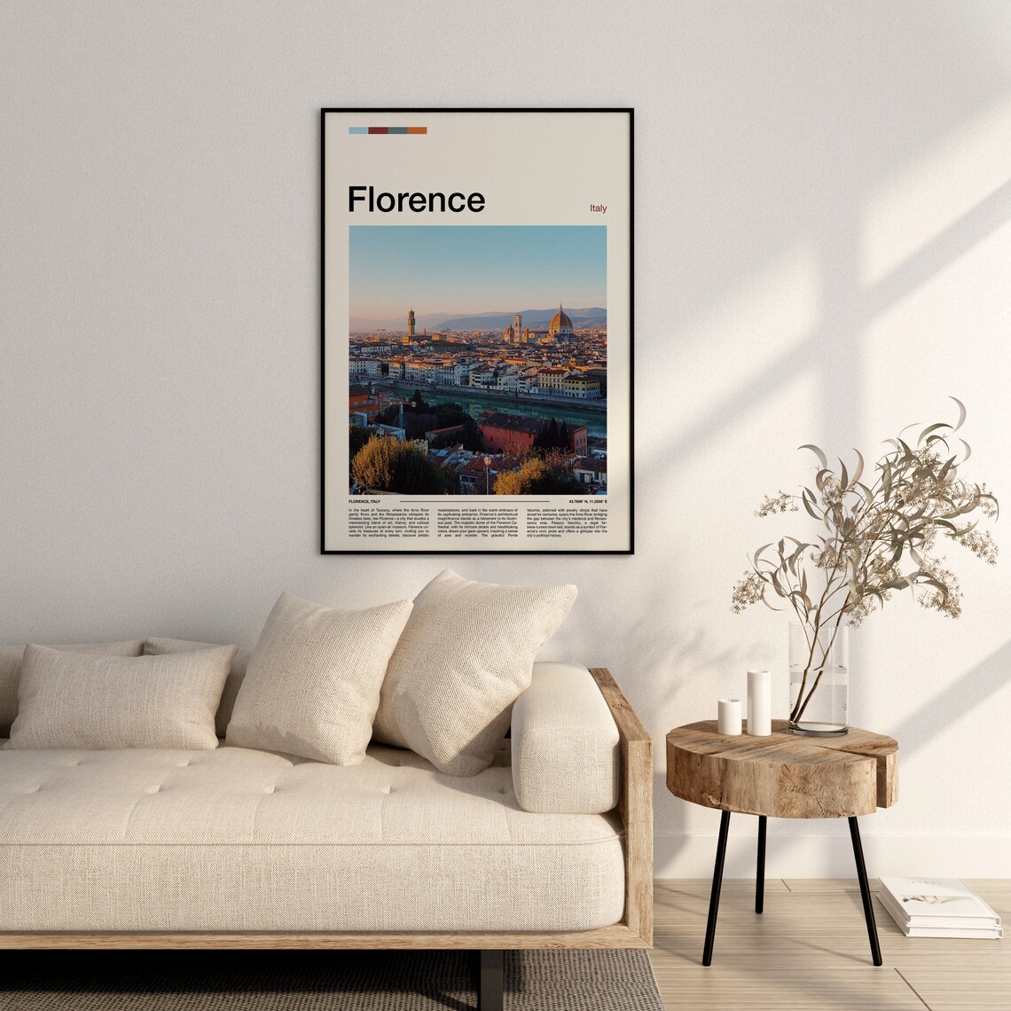 Florence Italy Duomo Cathedral Skyline Tuscan City View Poster - Image 2