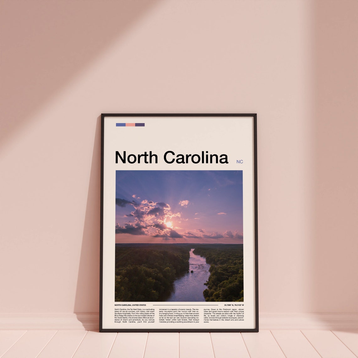 North Carolina River Forest Aerial Sunset Purple Sky Art Poster - Image 4