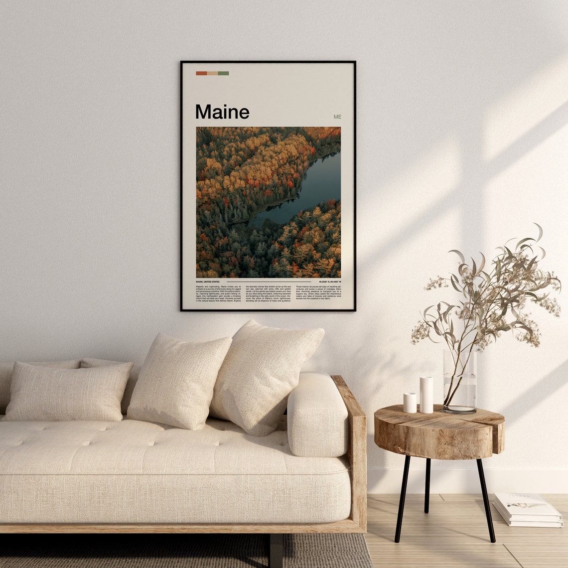 Maine Aerial Fall Foliage Autumn Forest Lakeside Scenery Poster - Image 2
