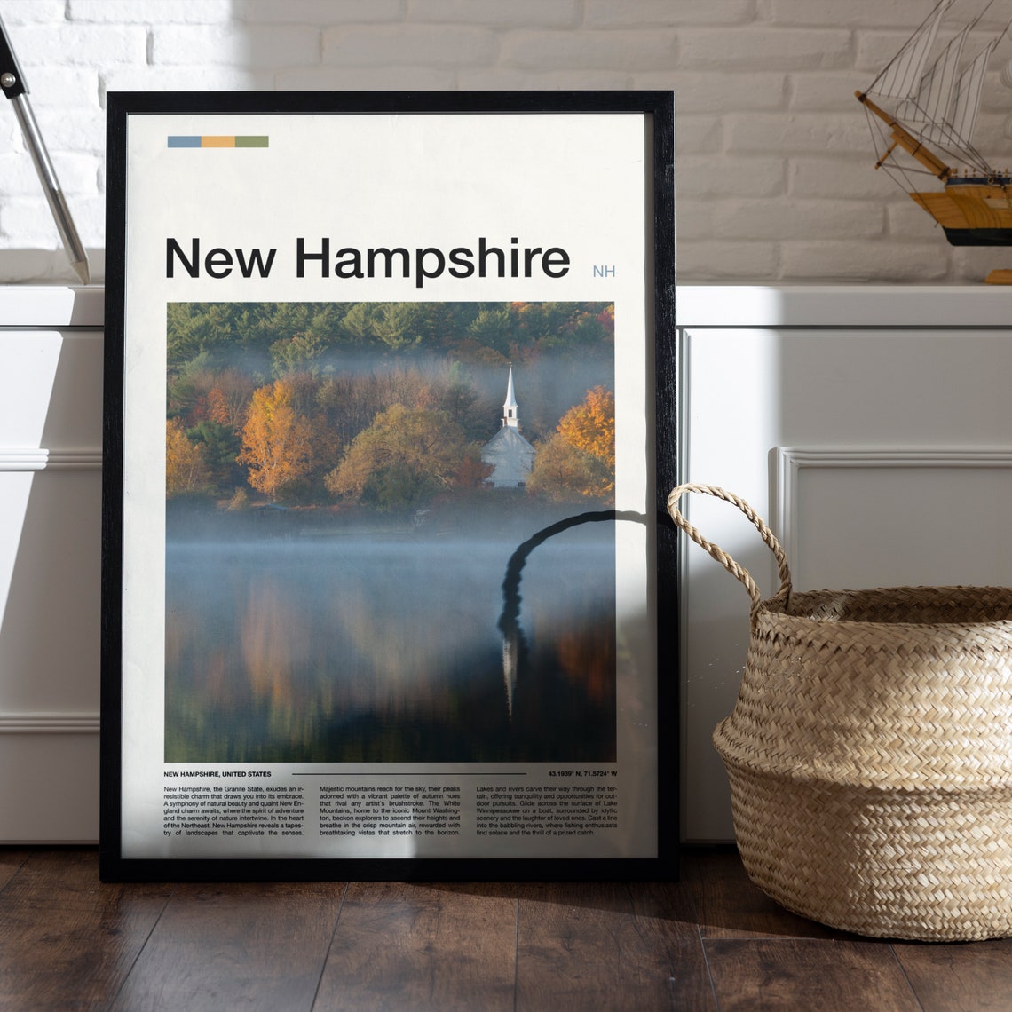 New Hampshire Print New Hampshire Poster New Hampshire Wall Art New Hampshire Art Print New Hampshire Photo - Image 5