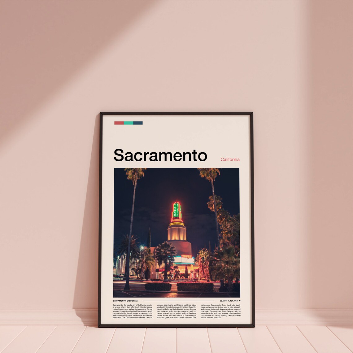 Sacramento California Historic Tower Theatre Neon Night Photo Poster - Image 4