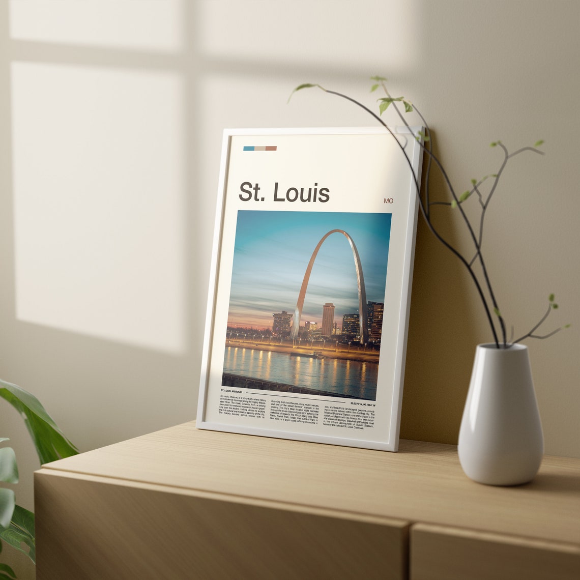 St. Louis Missouri Gateway Arch Dusk River Skyline View Poster - Image 3