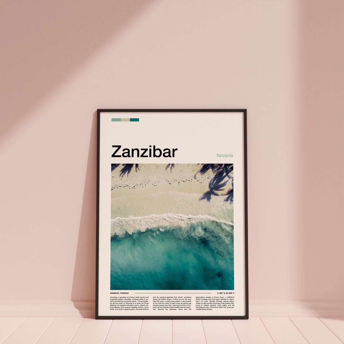 Zanzibar Tanzania Aerial White Sand Beach Teal Ocean Scenic Poster - Image 4