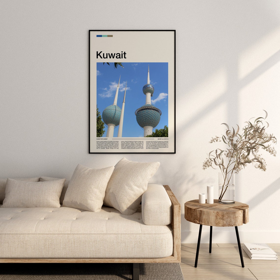 Kuwait City Kuwait Towers Mosaic Spheres Landmark Travel Poster - Image 3
