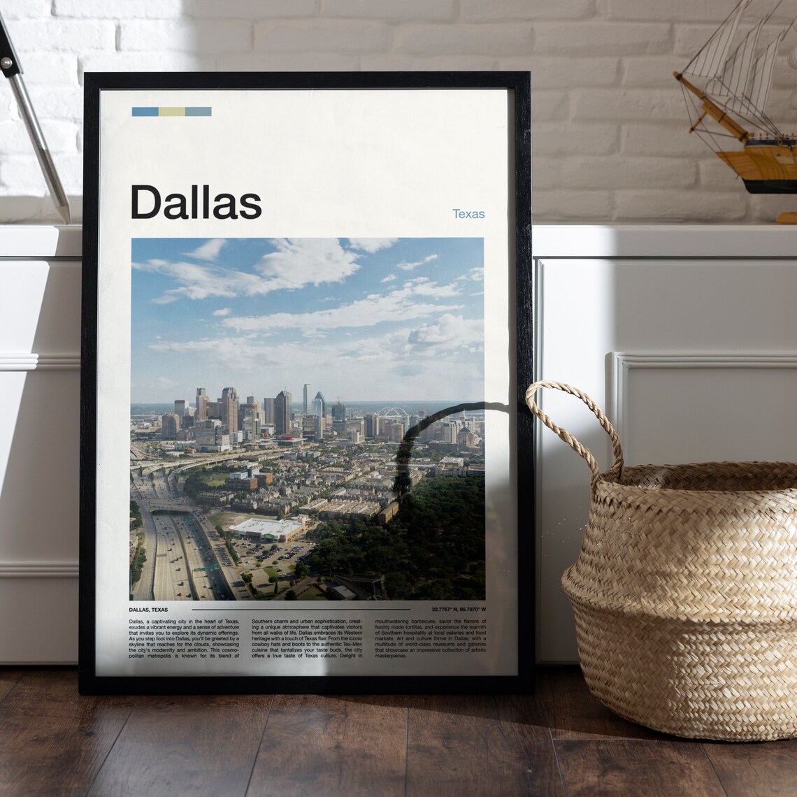 Dallas Texas Downtown Skyline Aerial Minimalist Photo Poster - Image 5