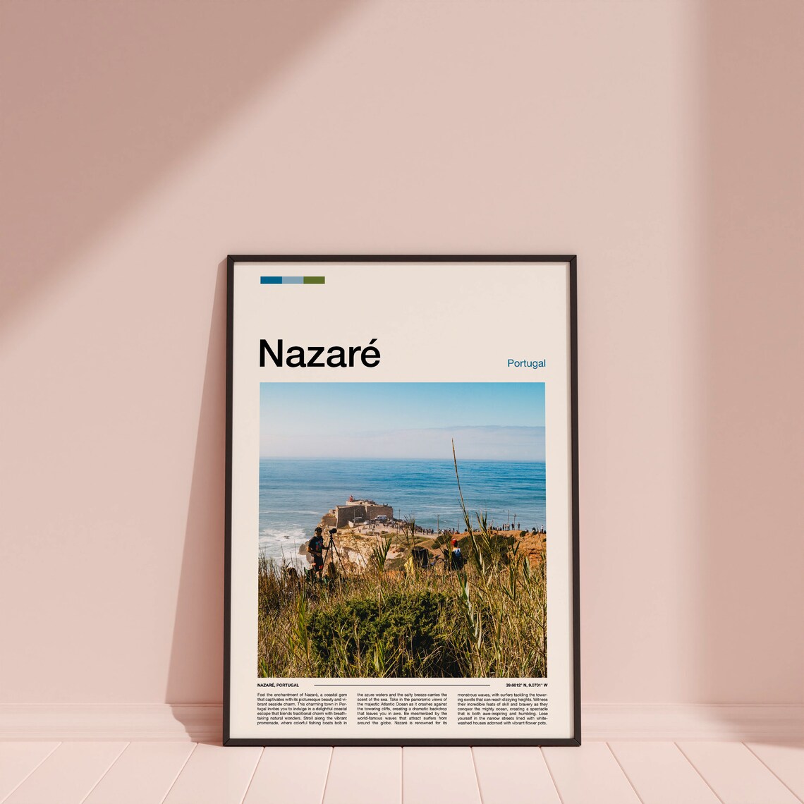 Nazare Portugal Clifftop Beach View Coastal Photography Poster - Image 4