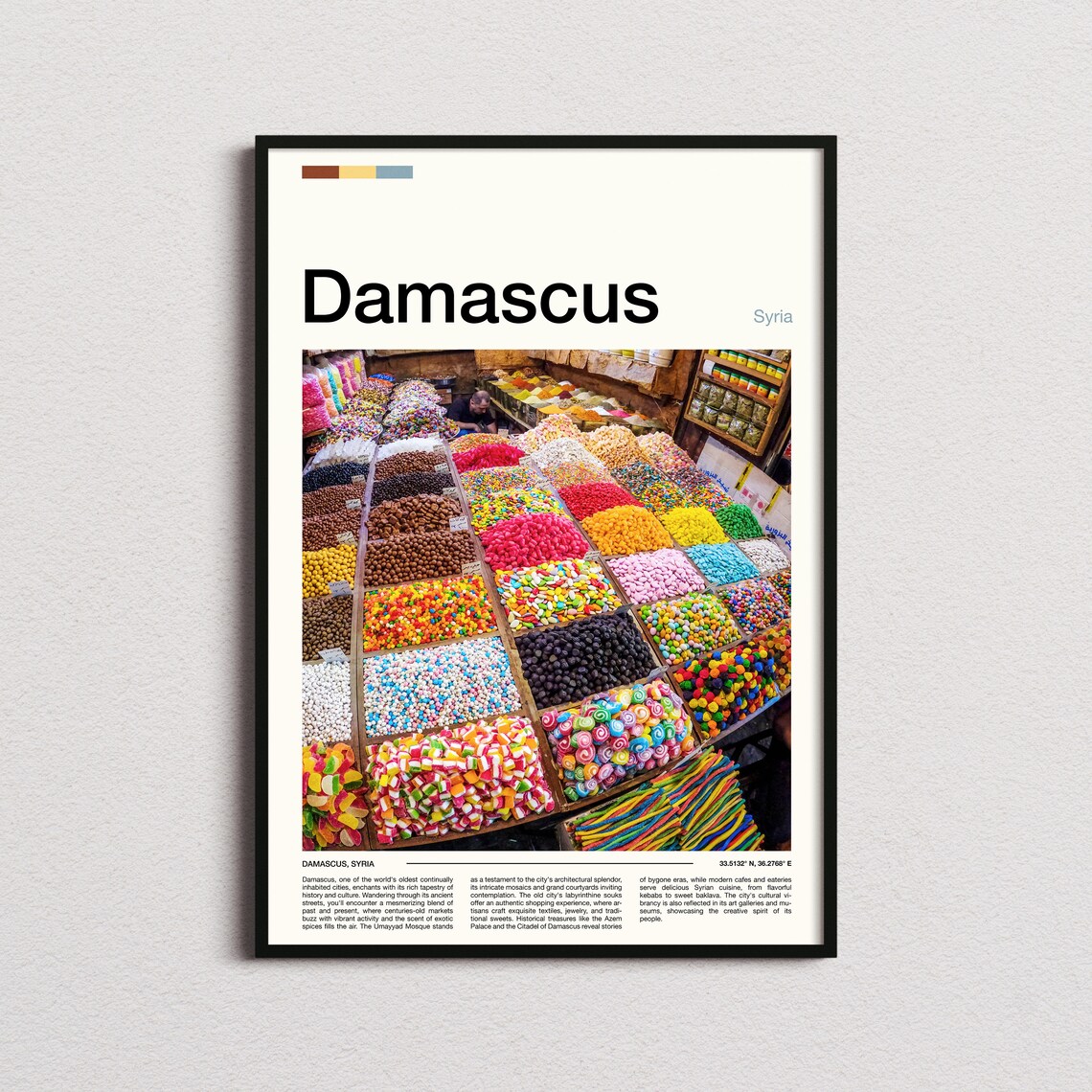 Damascus Syria Spice Market Colorful Souk Candy Stalls Poster