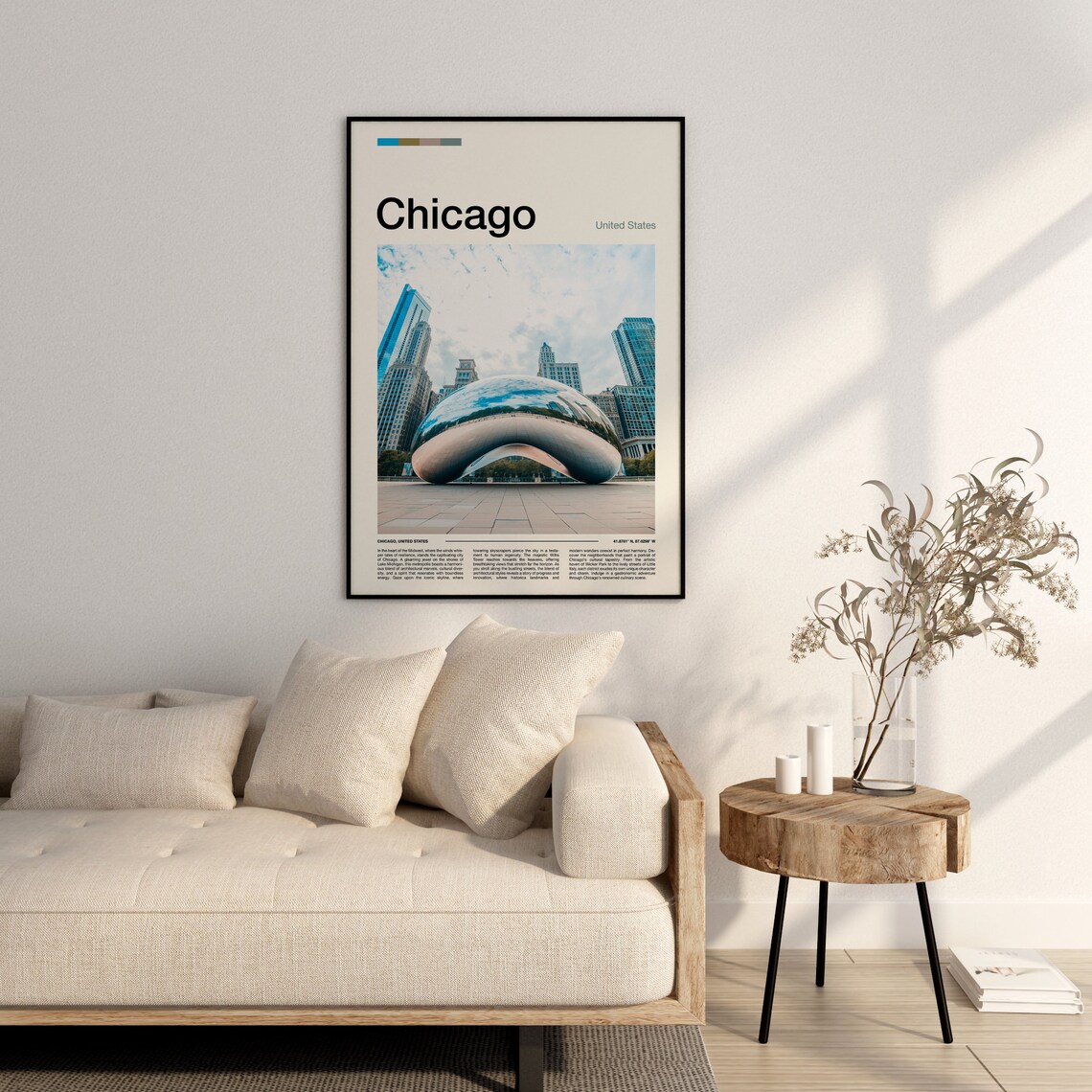 Chicago Illinois Cloud Gate Bean Millennium Park City Travel Poster - Image 2