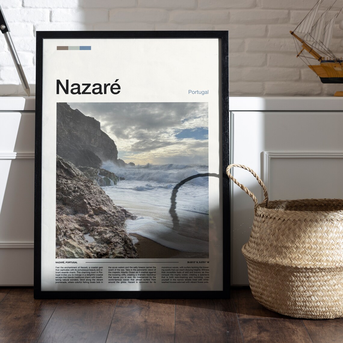 Nazare Portugal Giant Wave Crashing Cliffs Surf Photography Poster - Image 5