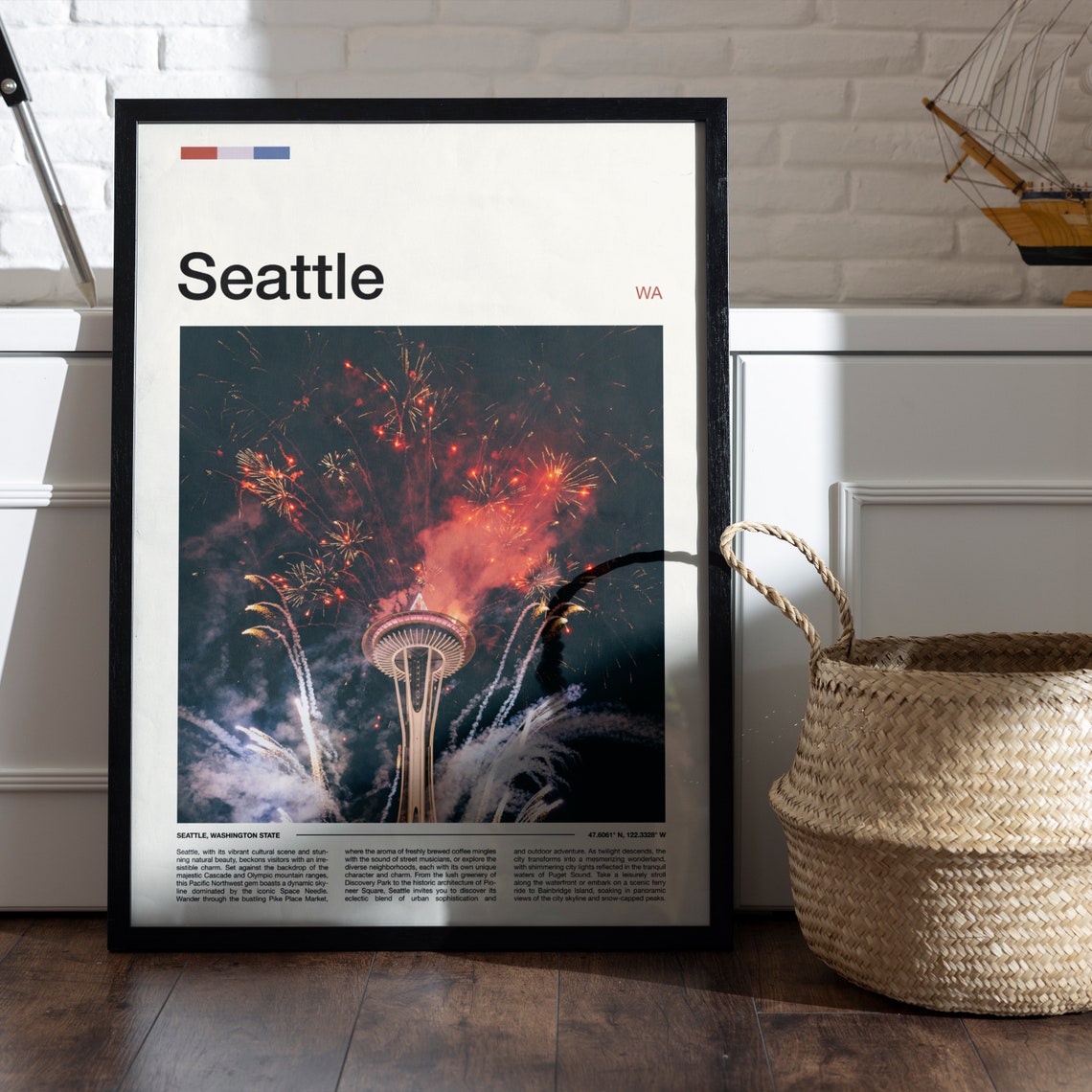 Seattle Space Needle Night Fireworks Celebration Scene Poster - Image 5