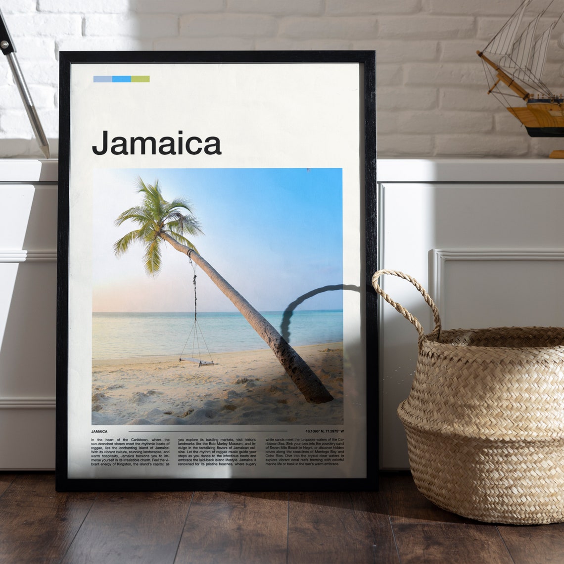 Jamaica Caribbean Beach Leaning Palm Tree Swing Photo Poster - Image 4