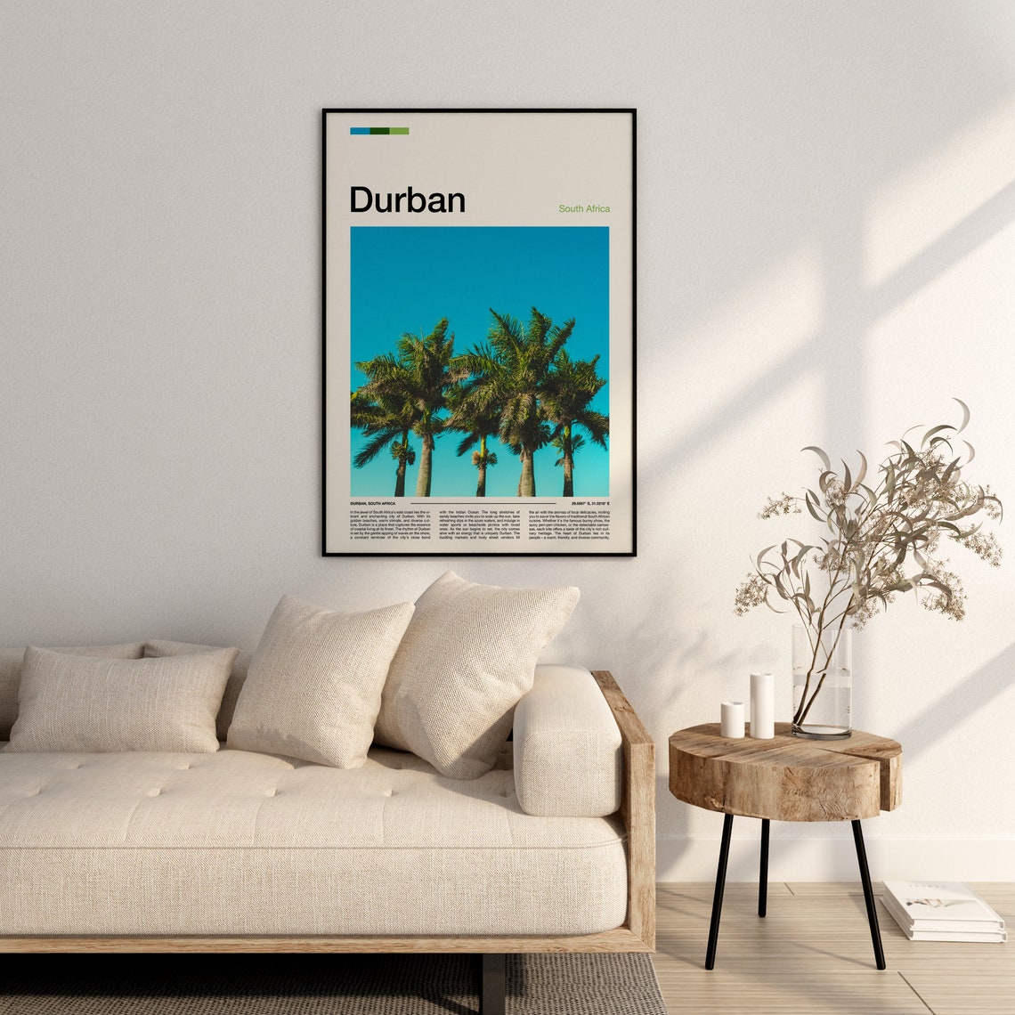Durban South Africa Tropical Palm Trees Blue Sky Beach Poster - Image 3