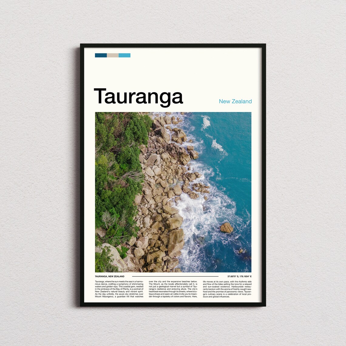 Tauranga New Zealand Rugged Shoreline Ocean Waves Photo Poster