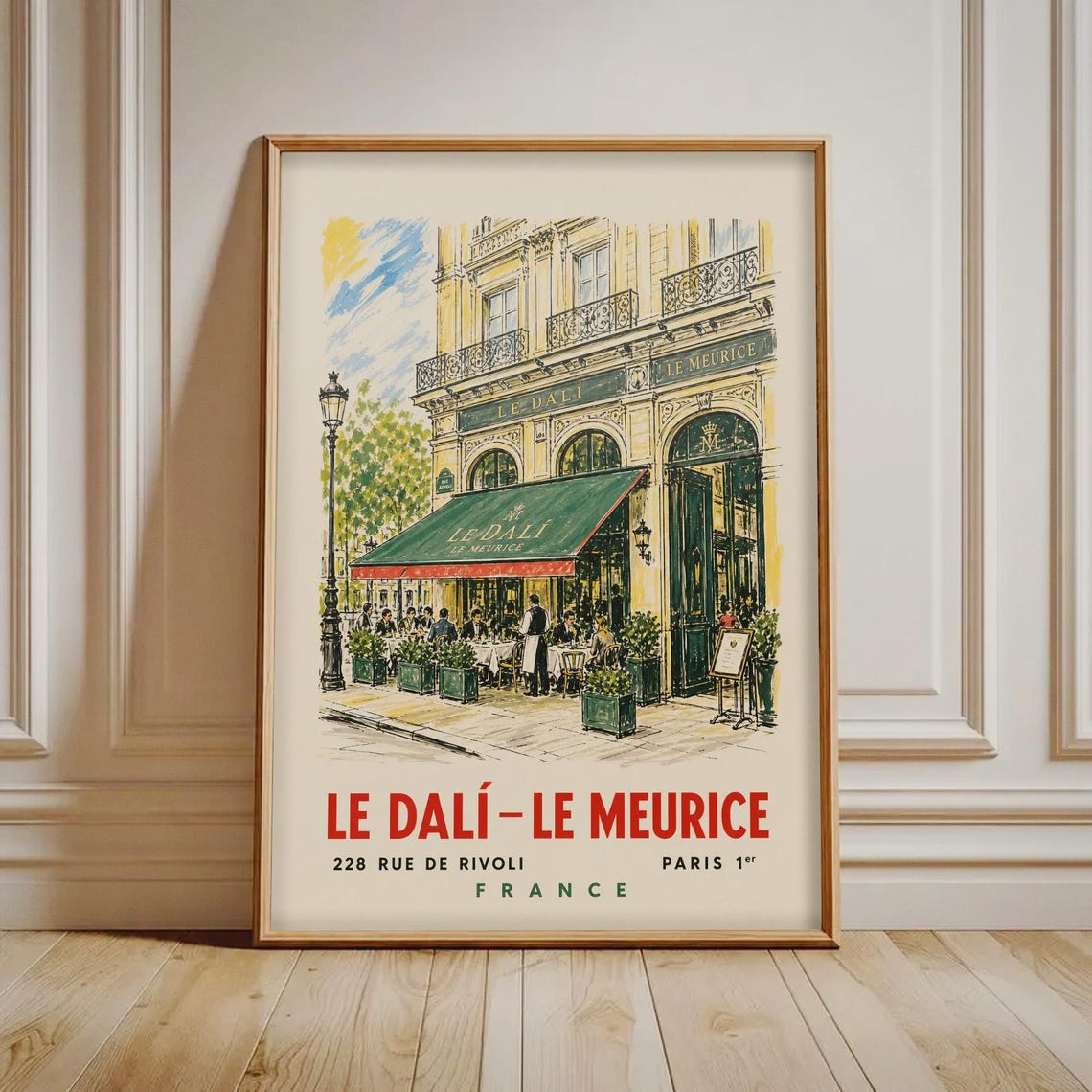 Le Dali Le Meurice Paris Vintage French Cafe Restaurant Poster