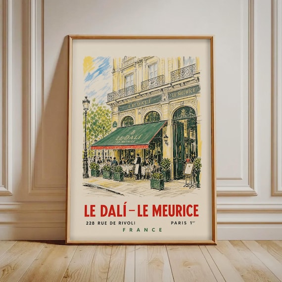 Le Dali Le Meurice Paris Vintage French Cafe Restaurant Poster