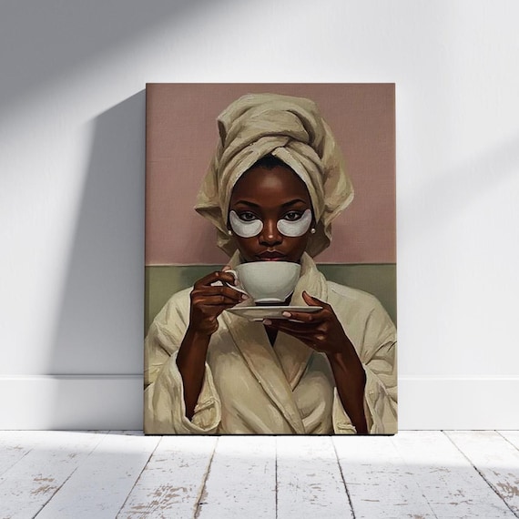 Self Care Woman Portrait Bathrobe Tea Spa Day Relaxation Art Poster
