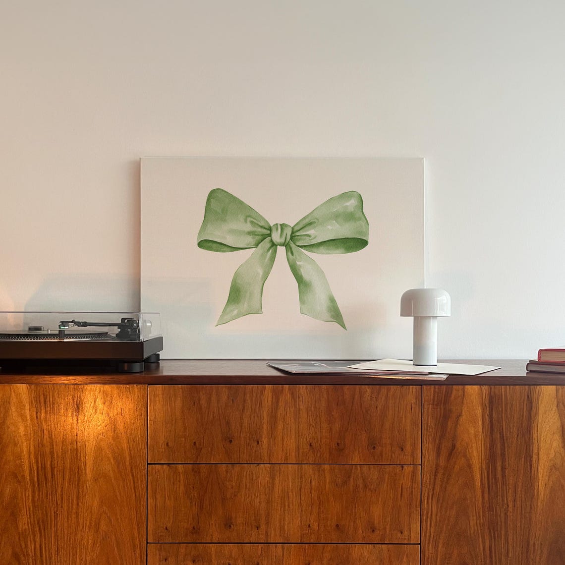 Green Bow Print Coquette Wall Decor Preppy Room Decor Trendy Horizontal Wall Art Balletcore Wall Art Soft Girl Era - Image 3