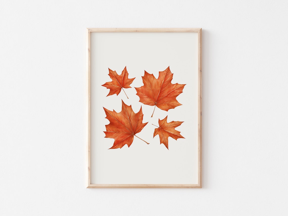 Scattered Watercolor Maple Leaves Autumn Botanical Art Poster - Image 3