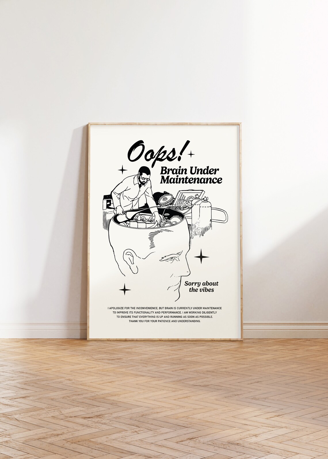 Brain Under Maintenance Retro Humor Art Print - Image 2