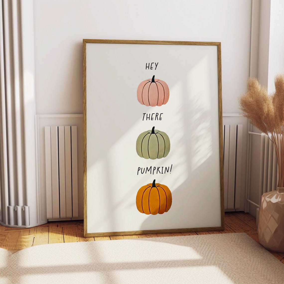 Hey There Pumpkin Three Cute Pumpkins Stacked Fall Art Poster - Image 5