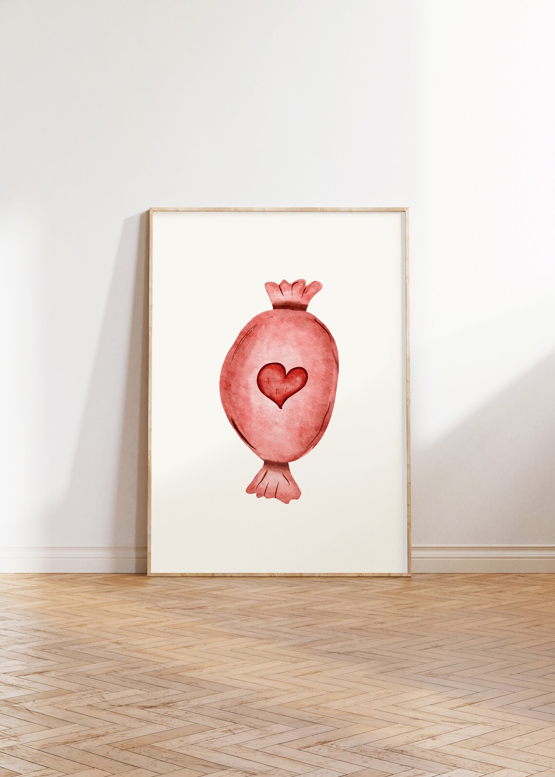 Pink Watercolor Heart Candy Sweet Love Valentine's Day Wall Art - Image 3